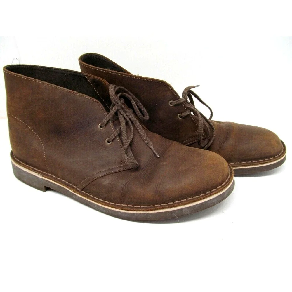 Clarks Bushacre Brown Leather 2-eye Chukka Boots Mens Size US 11.5 M  Made India